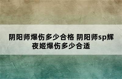 阴阳师爆伤多少合格 阴阳师sp辉夜姬爆伤多少合适